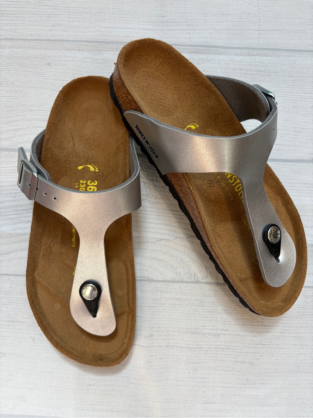 Birkenstock Silver Metallic Thong Sandals for Kids